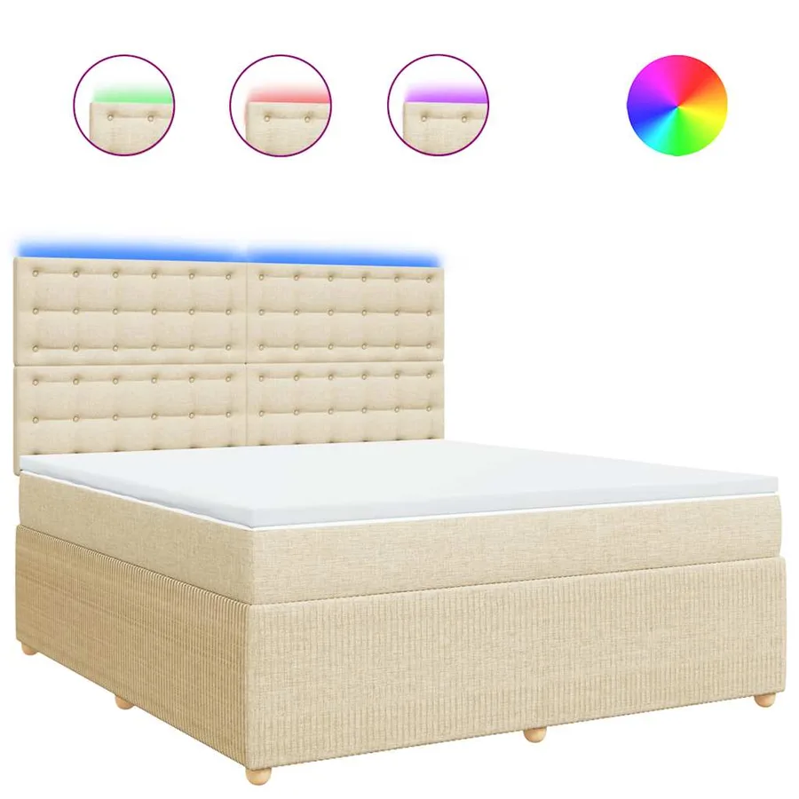 Sommier à lattes de lit avec matelas Crème 180x200 cm Tissu - 2