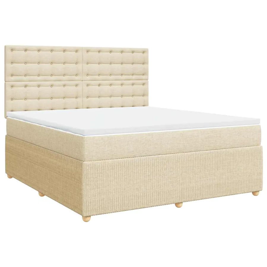 Sommier à lattes de lit avec matelas Crème 180x200 cm Tissu - 3