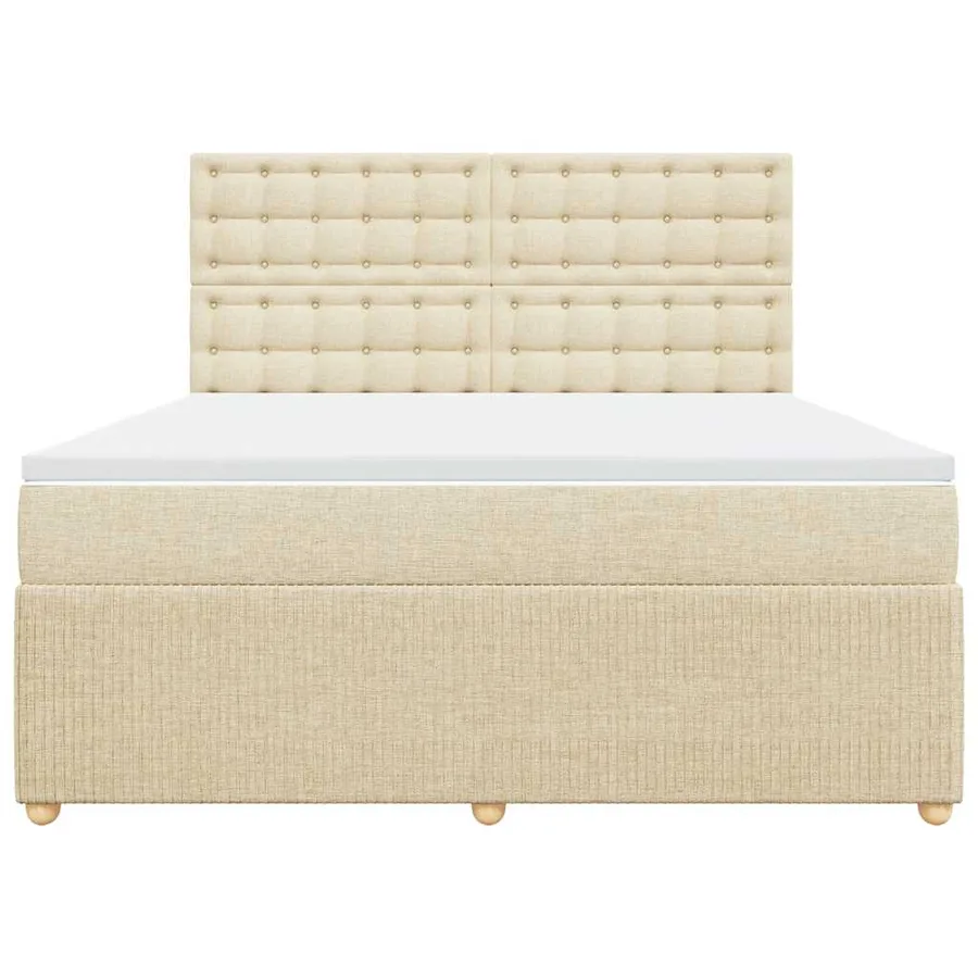 Sommier à lattes de lit avec matelas Crème 180x200 cm Tissu - 6