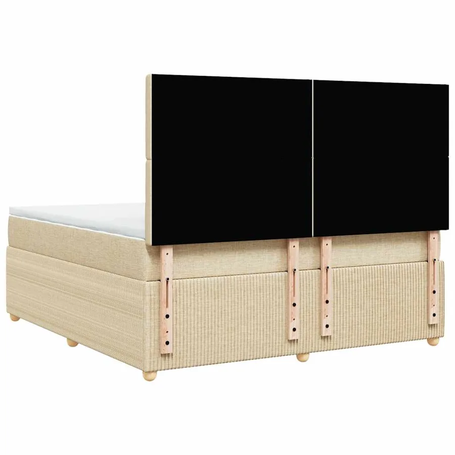 Sommier à lattes de lit avec matelas Crème 180x200 cm Tissu - 8