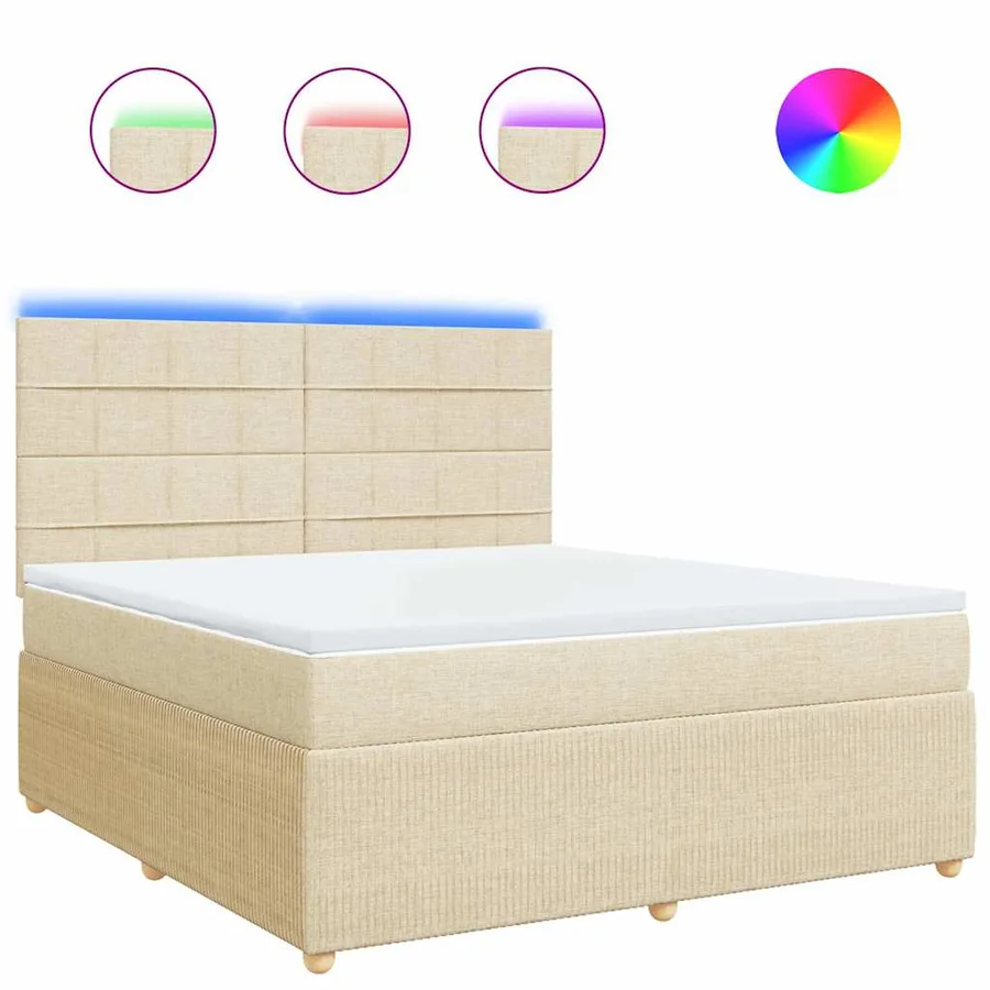 Sommier à lattes de lit avec matelas Crème 180x200 cm Tissu - 2