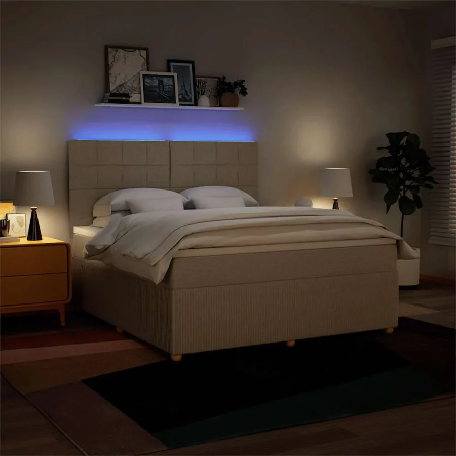 Sommier à lattes de lit avec matelas Crème 180x200 cm Tissu - 4