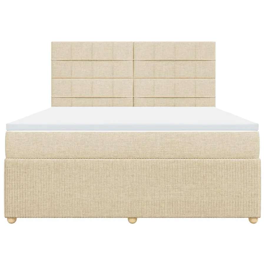 Sommier à lattes de lit avec matelas Crème 180x200 cm Tissu - 6
