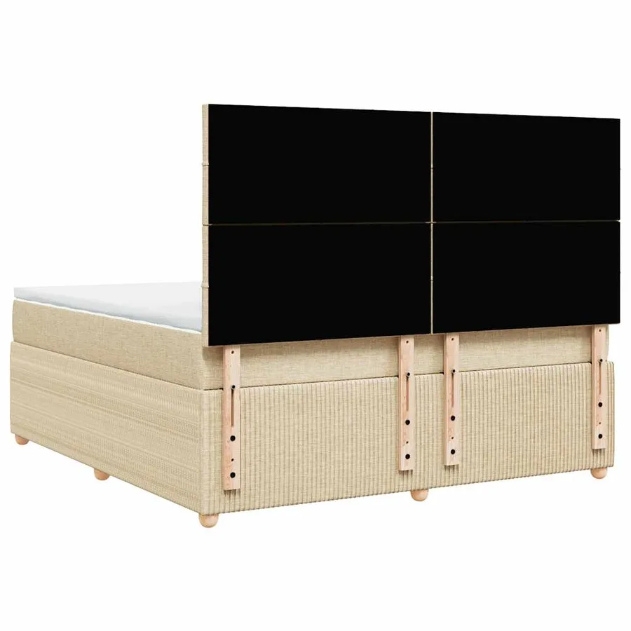Sommier à lattes de lit avec matelas Crème 180x200 cm Tissu - 8