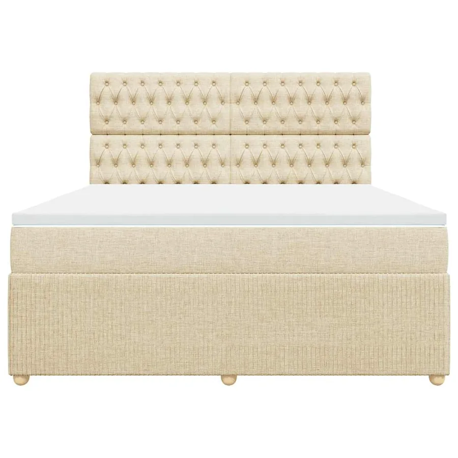 Sommier à lattes de lit avec matelas Crème 180x200 cm Tissu - 4
