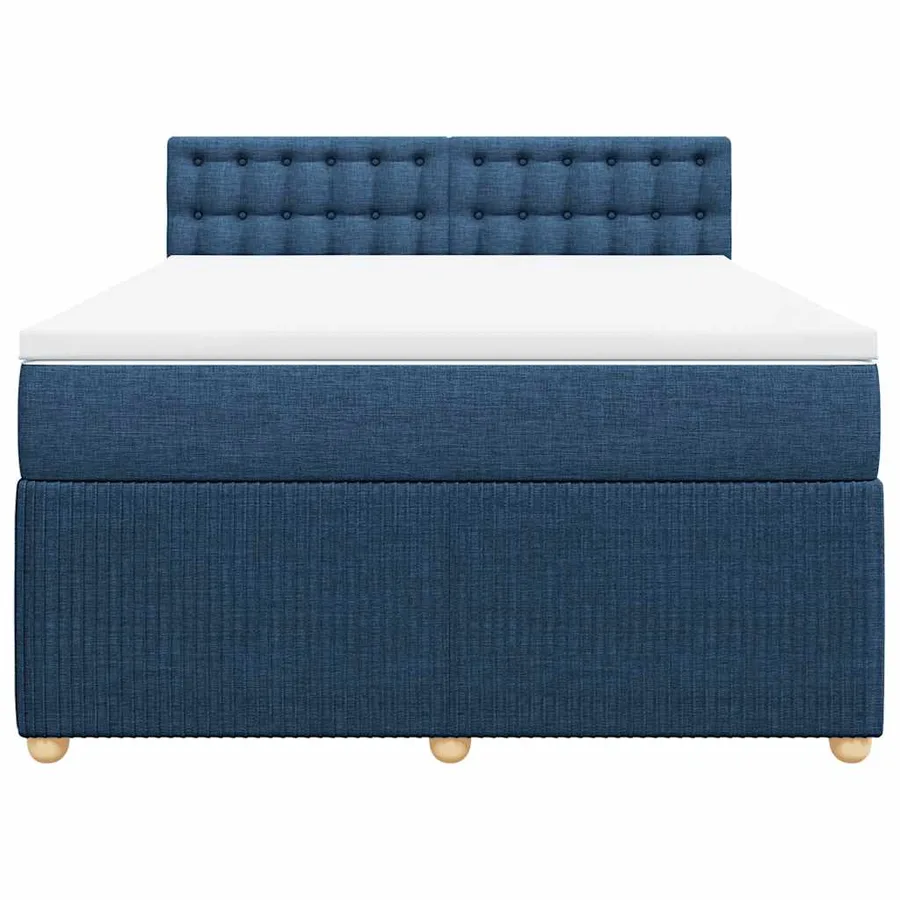 Sommier à lattes de lit avec matelas Bleu 160x200 cm Tissu - 4