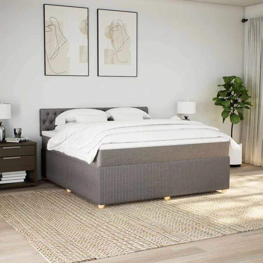 Sommier à lattes de lit avec matelas Taupe 180x200 cm Tissu - 3
