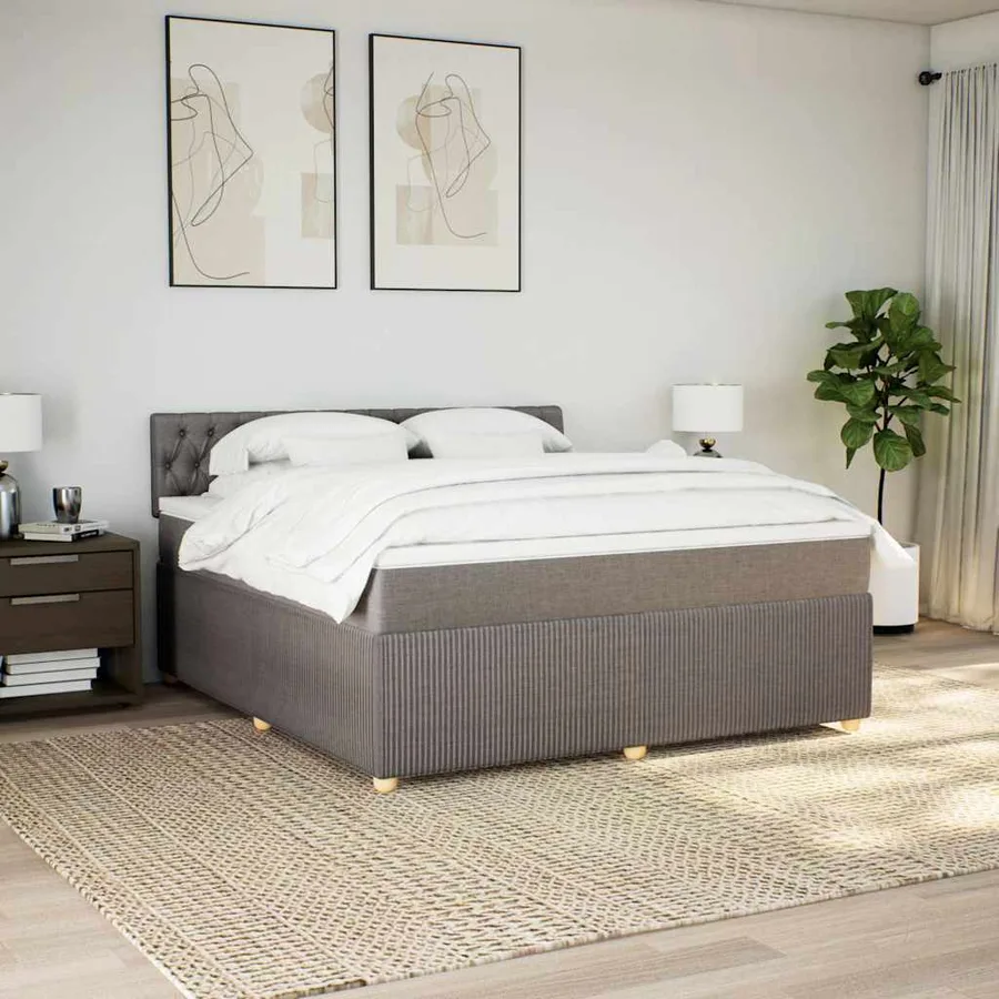 Sommier à lattes de lit avec matelas Taupe 180x200 cm Tissu - 4