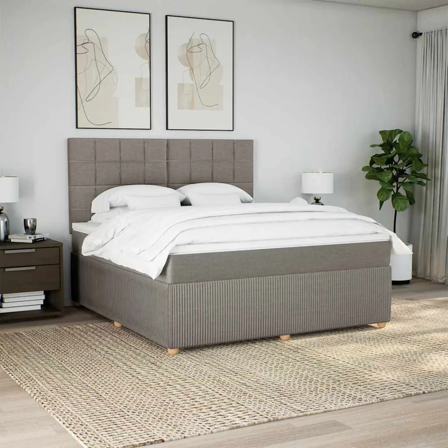 Sommier à lattes de lit avec matelas Taupe 180x200 cm Tissu - 3