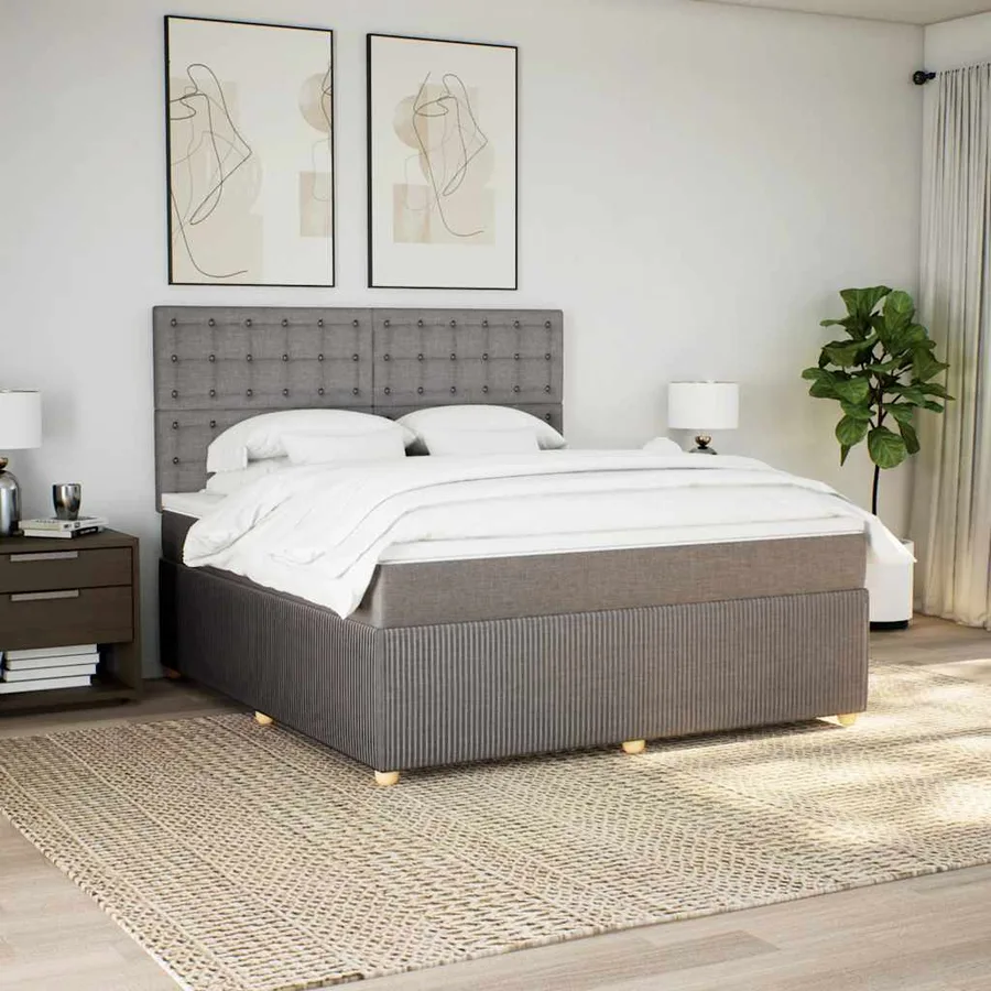 Sommier à lattes de lit avec matelas Taupe 180x200 cm Tissu - 3