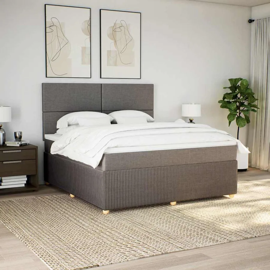 Sommier à lattes de lit avec matelas Taupe 180x200 cm Tissu - 3
