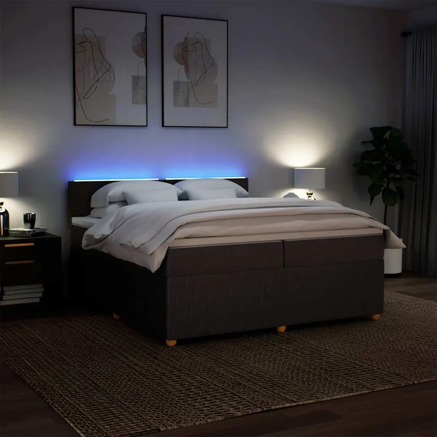 Sommier à lattes de lit avec matelas Marron foncé 200x200 cm - 5
