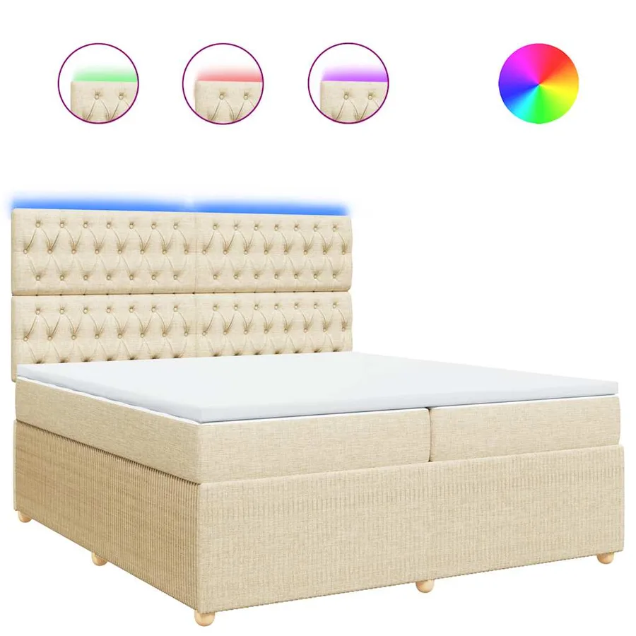 Sommier à lattes de lit avec matelas Crème 200x200 cm Tissu - 2
