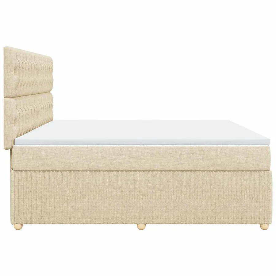 Sommier à lattes de lit avec matelas Crème 200x200 cm Tissu - 7