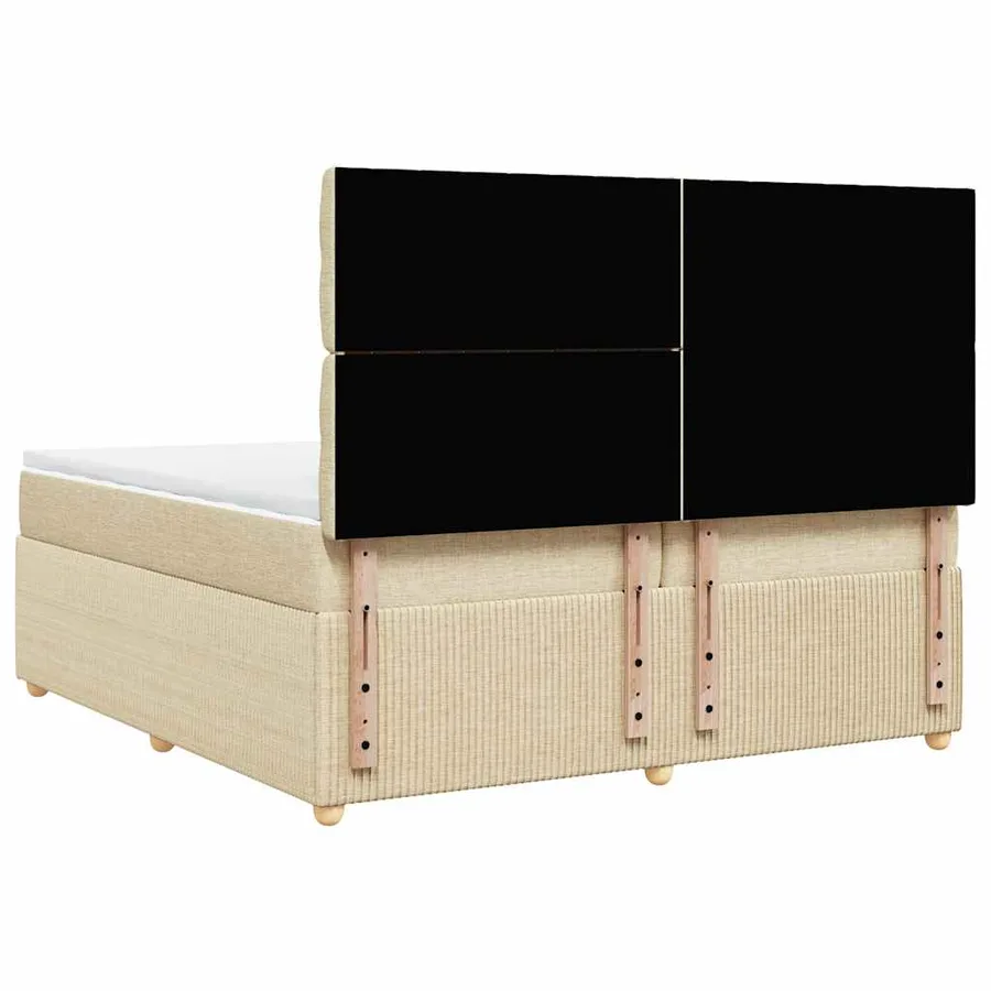 Sommier à lattes de lit avec matelas Crème 200x200 cm Tissu - 8