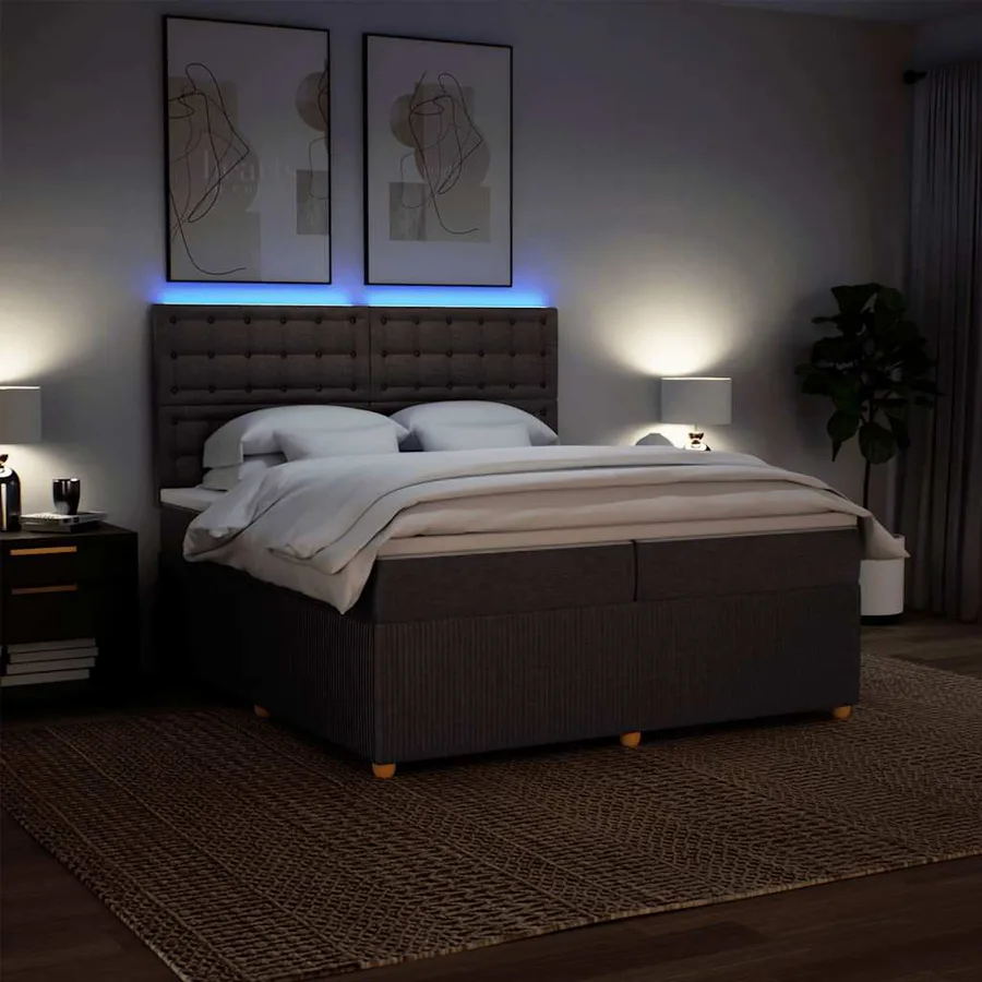 Sommier à lattes de lit avec matelas Marron foncé 200x200 cm - 4