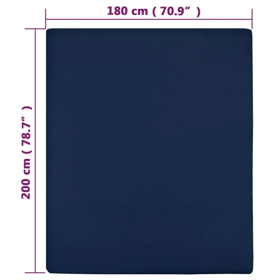 Drap-housse Jersey Bleu marine 180x200 cm Coton - 4