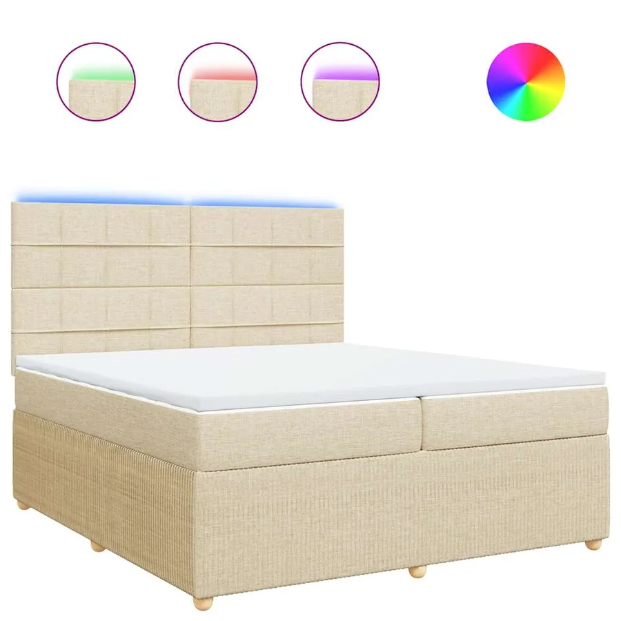 Sommier à lattes de lit avec matelas Crème 200x200 cm Tissu - 2