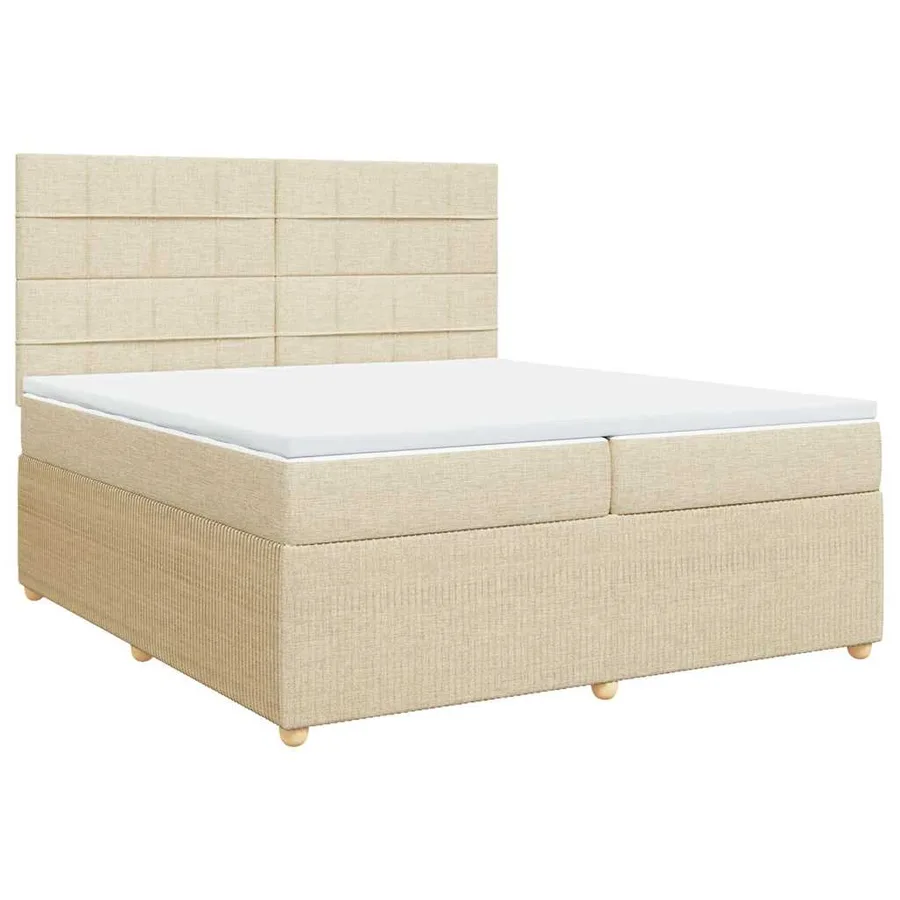 Sommier à lattes de lit avec matelas Crème 200x200 cm Tissu - 3
