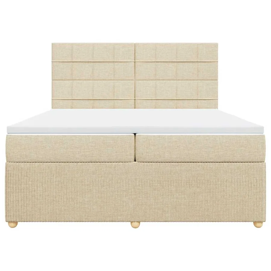 Sommier à lattes de lit avec matelas Crème 200x200 cm Tissu - 6