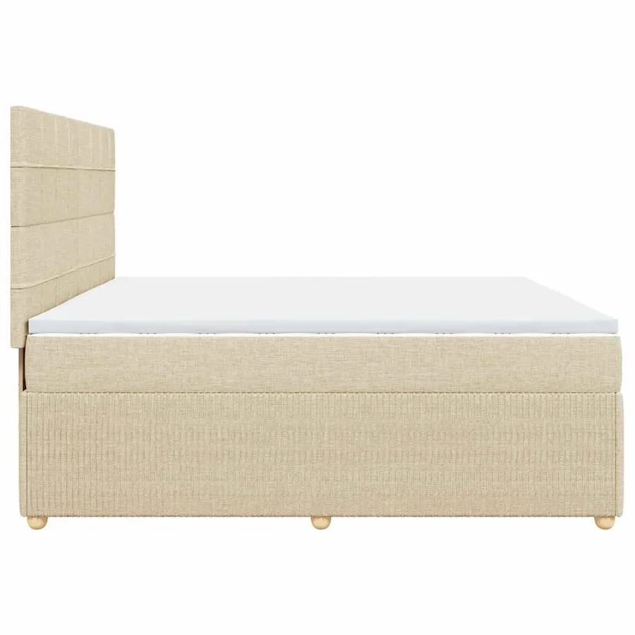 Sommier à lattes de lit avec matelas Crème 200x200 cm Tissu - 7