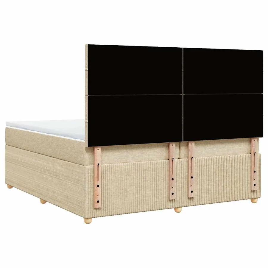 Sommier à lattes de lit avec matelas Crème 200x200 cm Tissu - 8