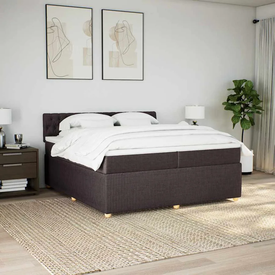 Sommier à lattes de lit avec matelas Marron foncé 200x200 cm - 4