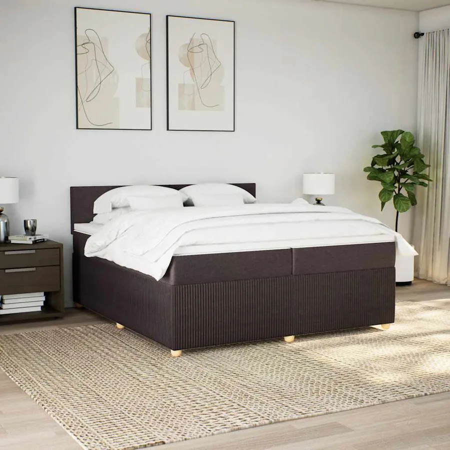 Sommier à lattes de lit avec matelas Marron foncé 200x200 cm - 3