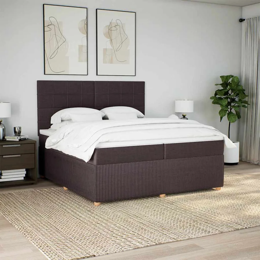 Sommier à lattes de lit avec matelas Marron foncé 200x200 cm - 3