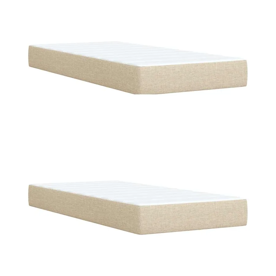 Sommier à lattes de lit avec matelas Crème 200x200 cm Tissu - 11