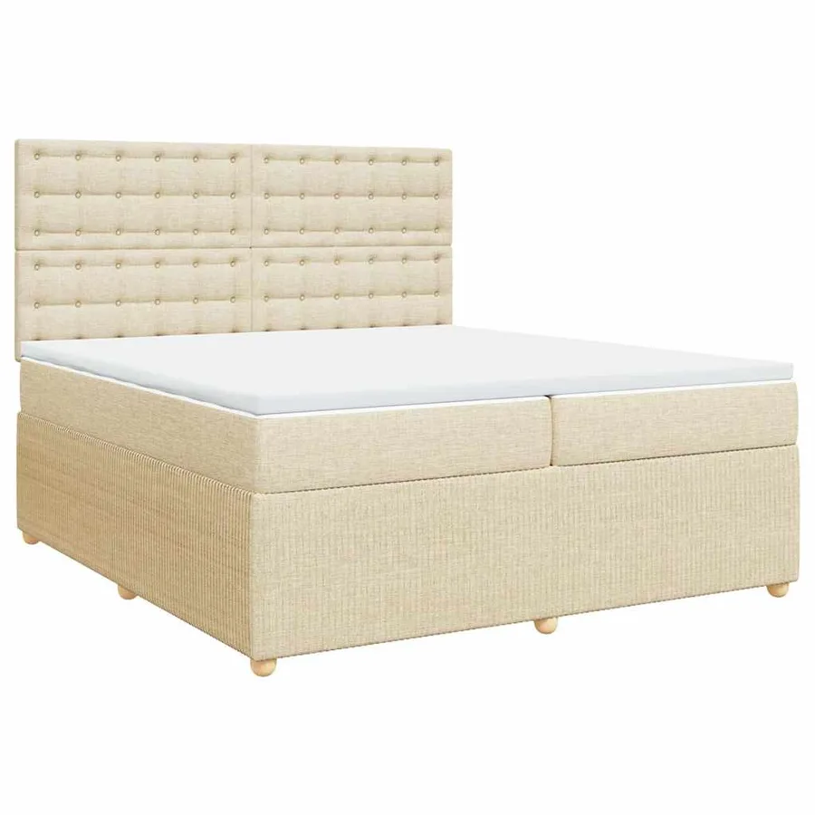 Sommier à lattes de lit avec matelas Crème 200x200 cm Tissu - 3