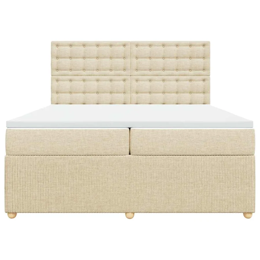 Sommier à lattes de lit avec matelas Crème 200x200 cm Tissu - 6
