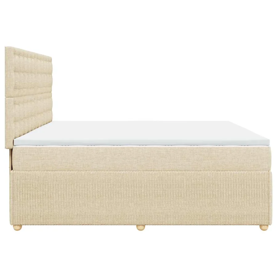 Sommier à lattes de lit avec matelas Crème 200x200 cm Tissu - 7