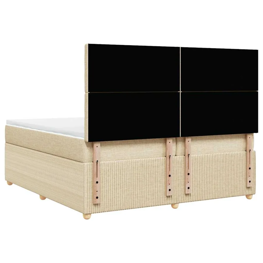 Sommier à lattes de lit avec matelas Crème 200x200 cm Tissu - 8