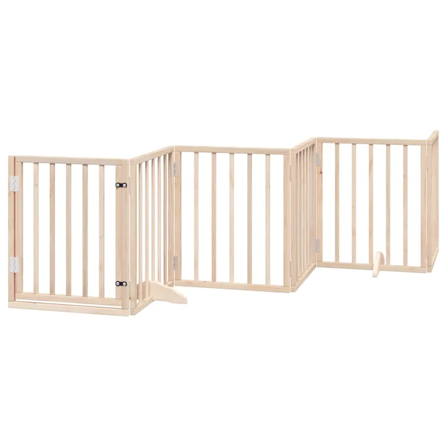 Barrière pour chien avec porte pliable 6 panneaux 300 cm Bois de peuplier - 2