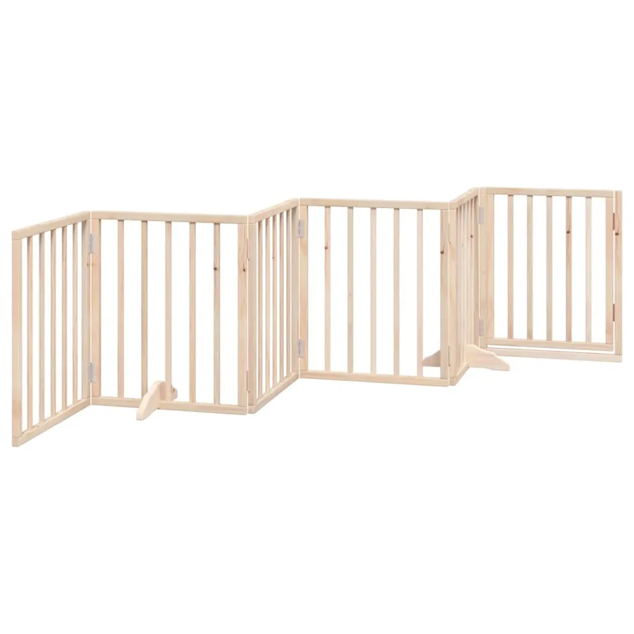 Barrière pour chien avec porte pliable 6 panneaux 300 cm Bois de peuplier - 6