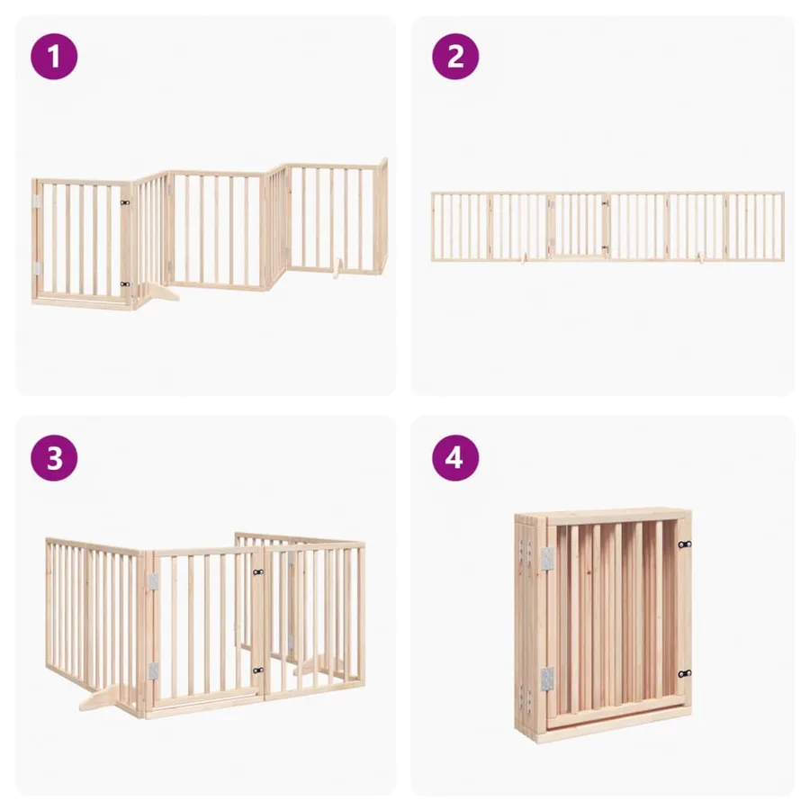 Barrière pour chien avec porte pliable 6 panneaux 300 cm Bois de peuplier - 7