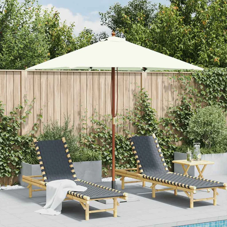Parasol d'extérieur avec mât en bois 150x200 cm Sable