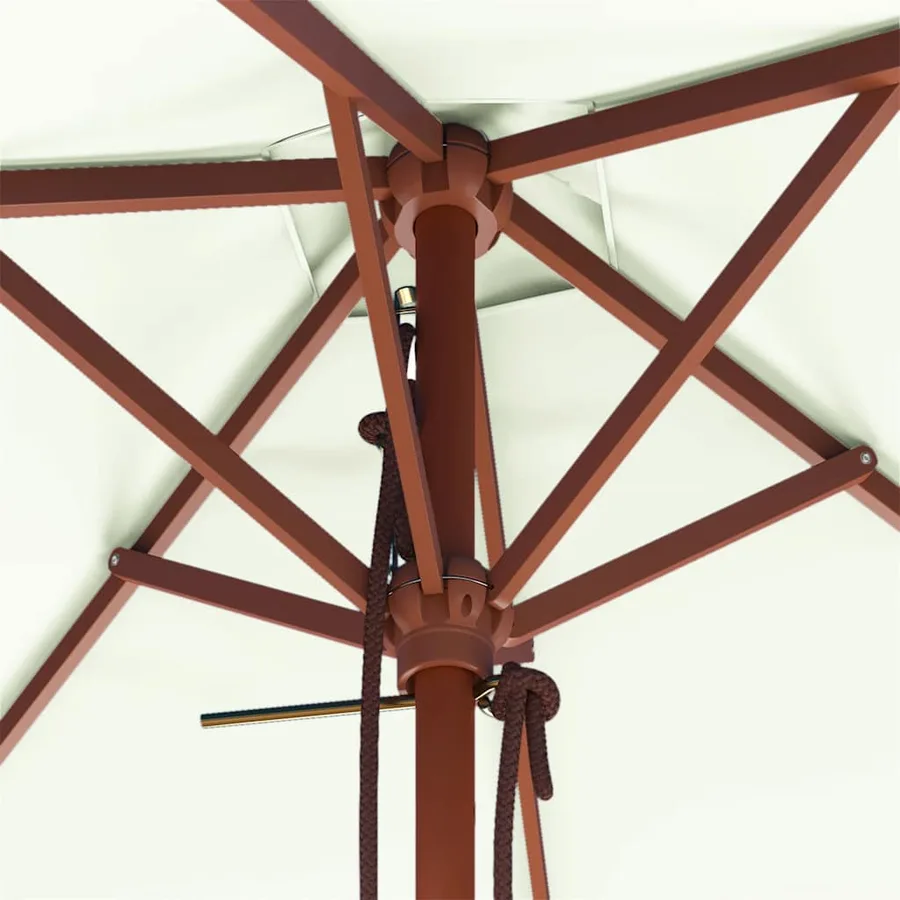 Parasol d'extérieur avec mât en bois 150x200 cm Sable - 7