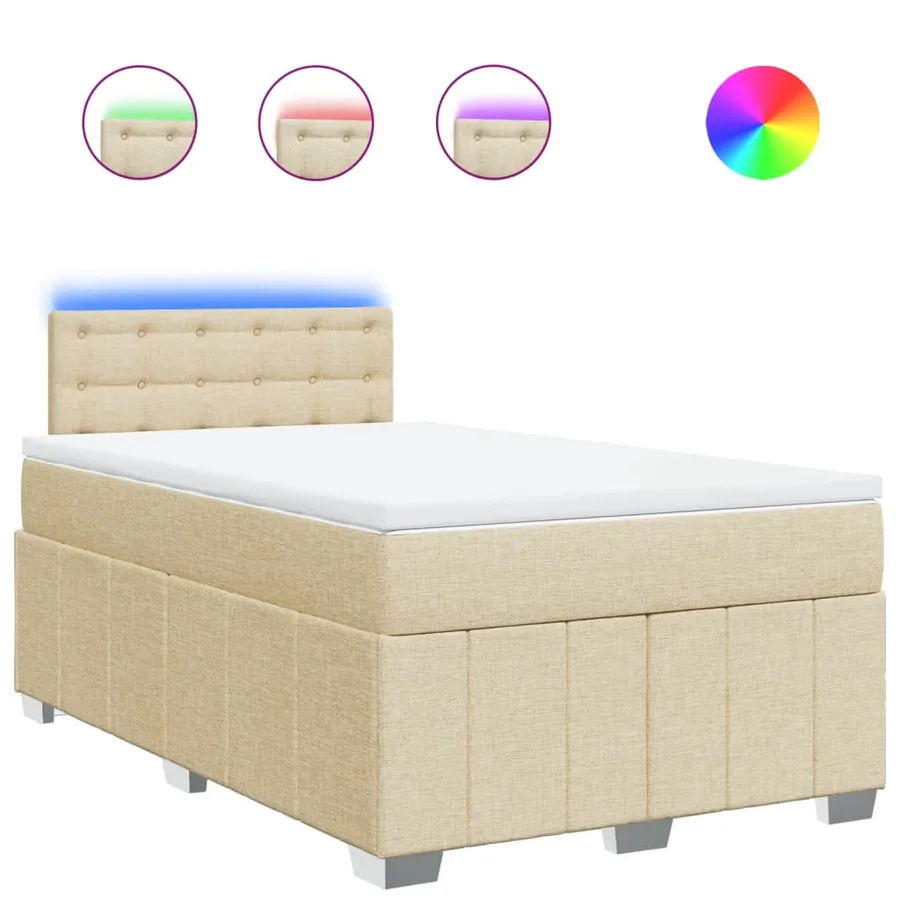 Sommier à lattes de lit avec matelas Crème 120x200 cm Tissu - 2