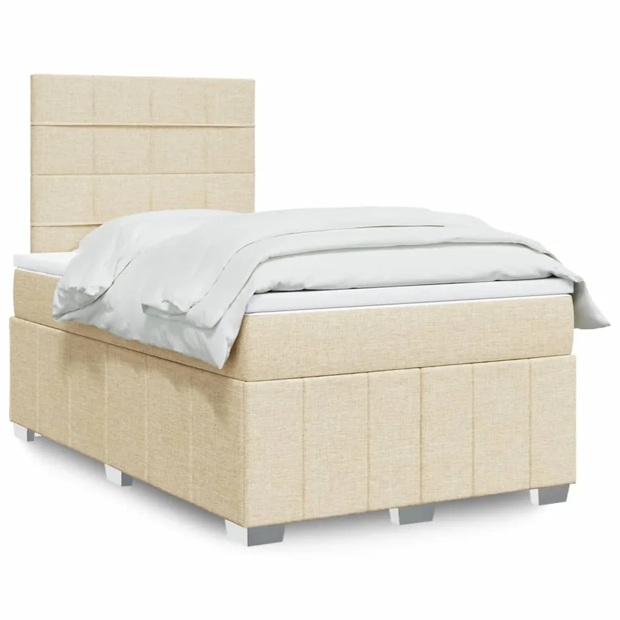 Sommier à lattes de lit avec matelas Crème 120x200 cm Tissu