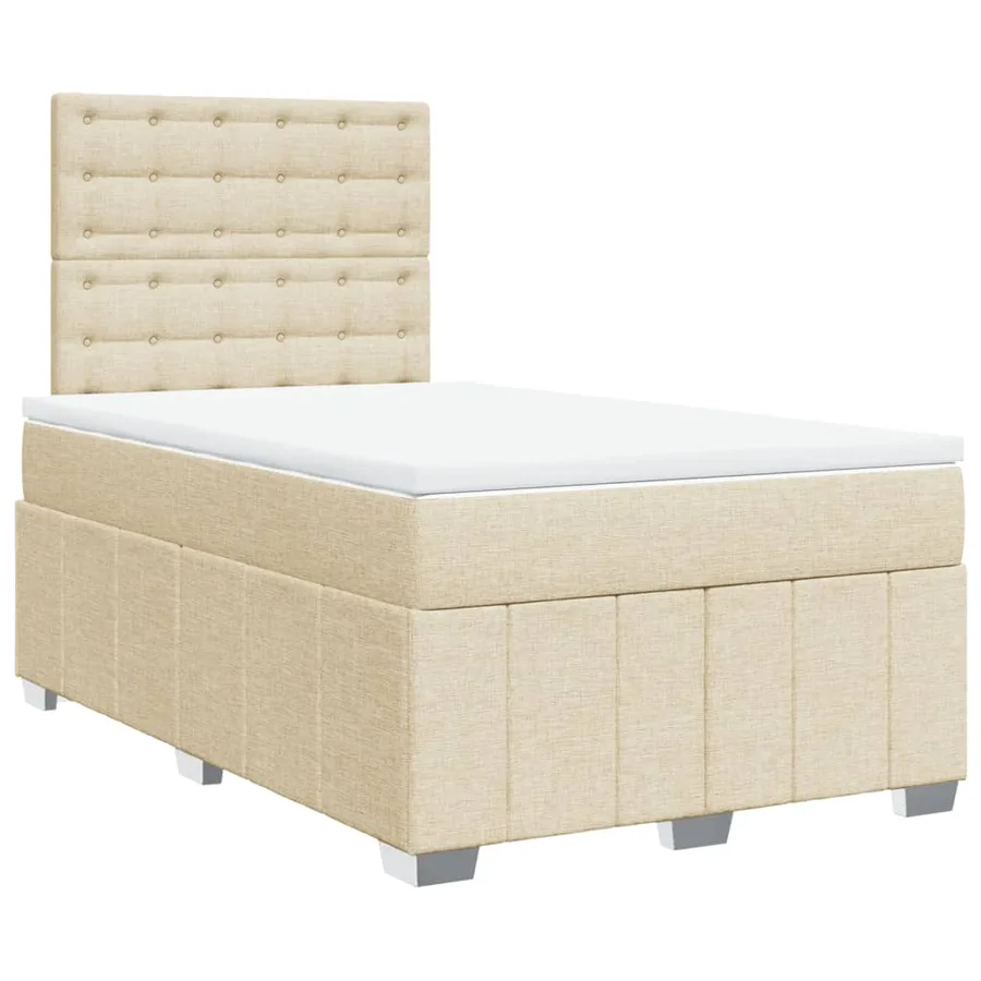 Sommier à lattes de lit avec matelas Crème 120x200 cm Tissu - 2