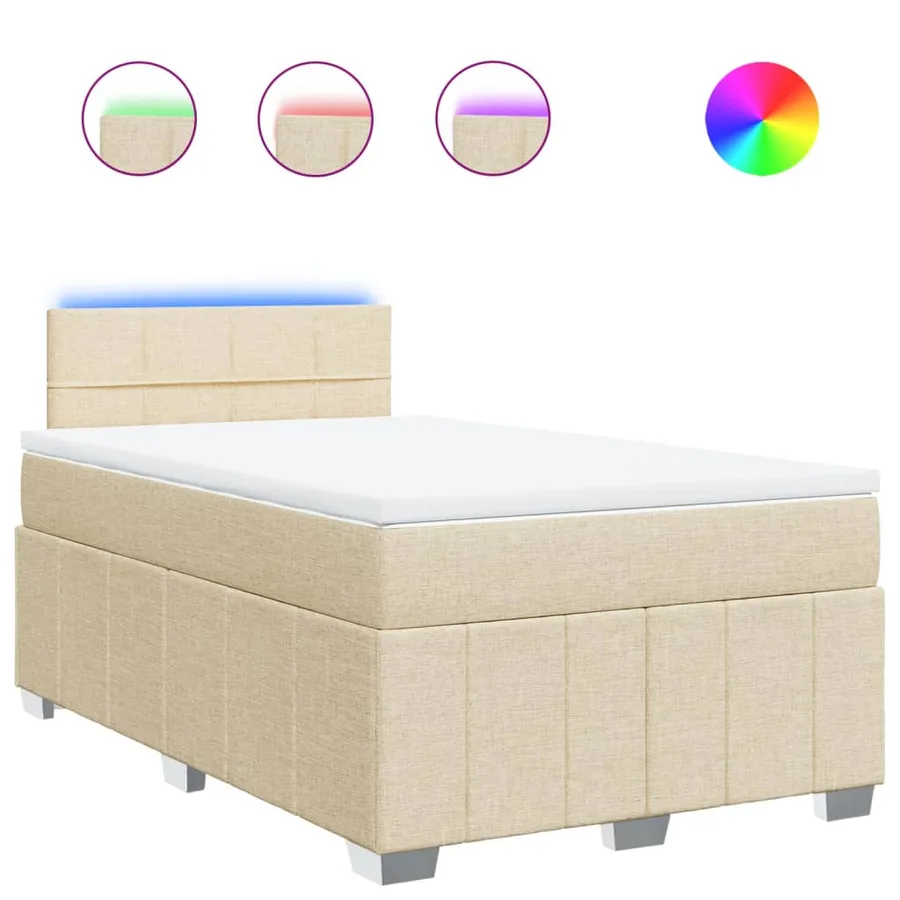 Sommier à lattes de lit avec matelas Crème 120x200 cm Tissu - 2
