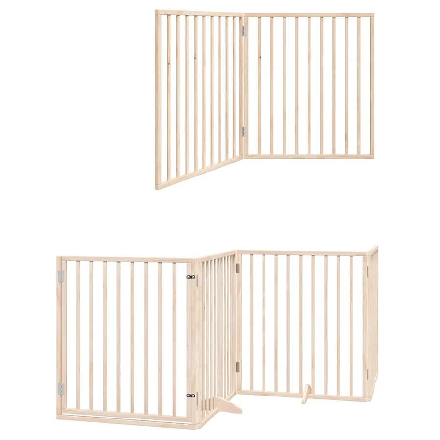 Barrière pour chien porte pliable 10 panneaux bois de peuplier - 12