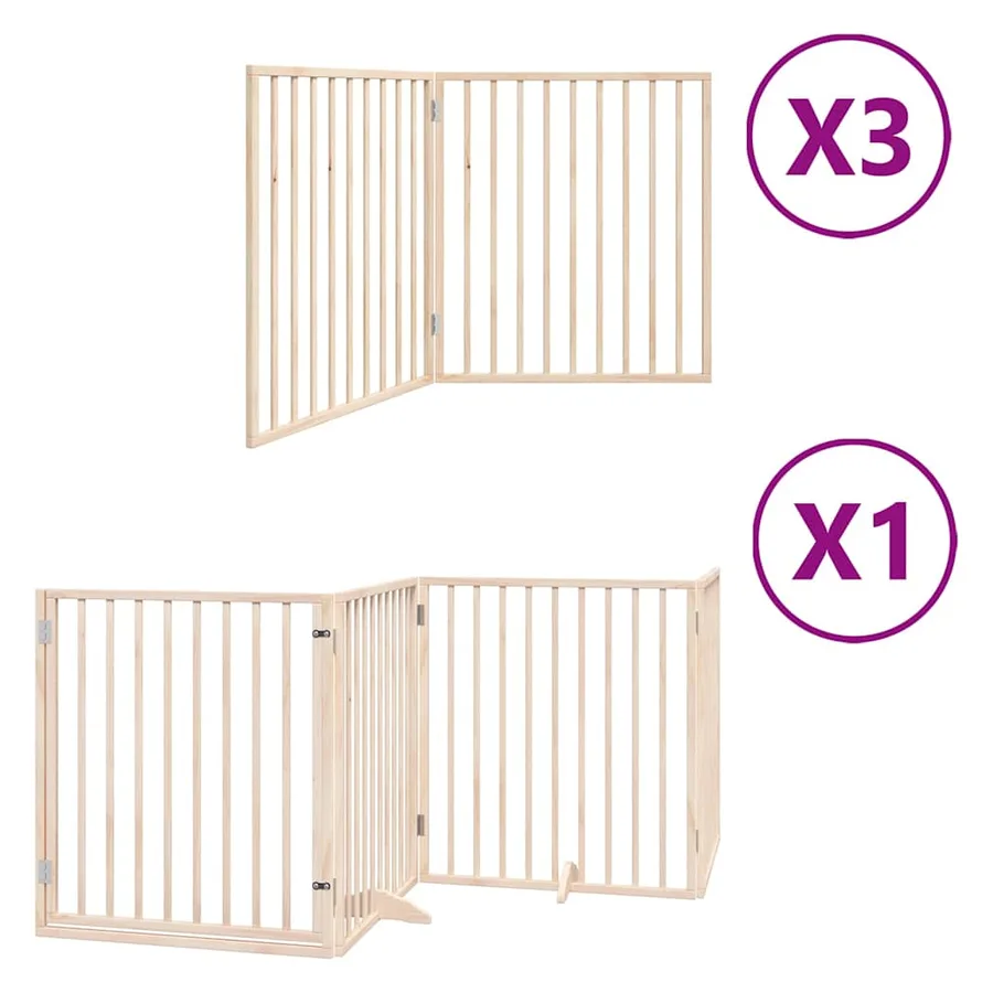Barrière pour chien porte pliable 10 panneaux bois de peuplier - 2