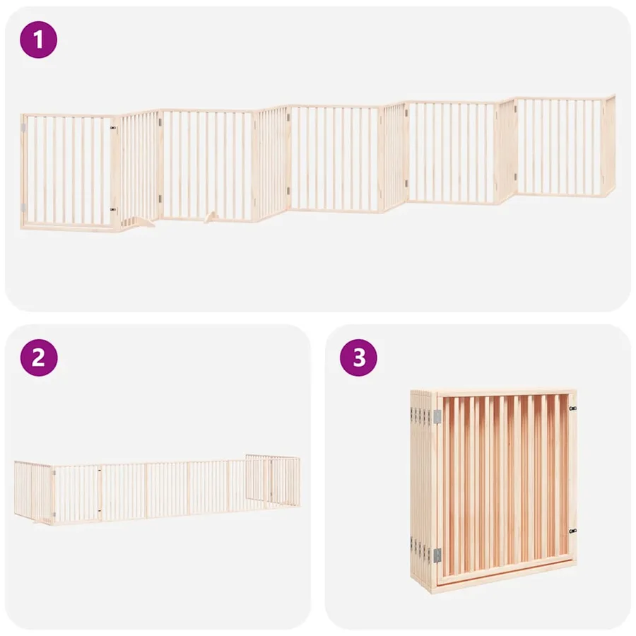 Barrière pour chien porte pliable 10 panneaux bois de peuplier - 5