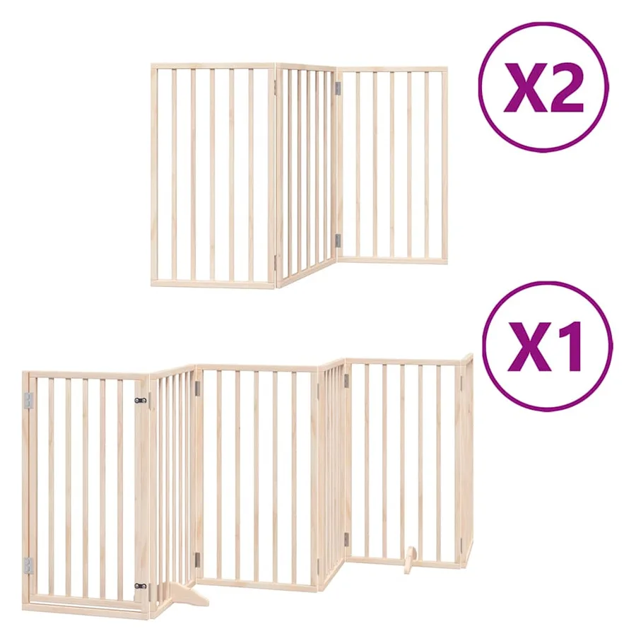 Barrière pour chien porte pliable 12 panneaux bois de peuplier - 2