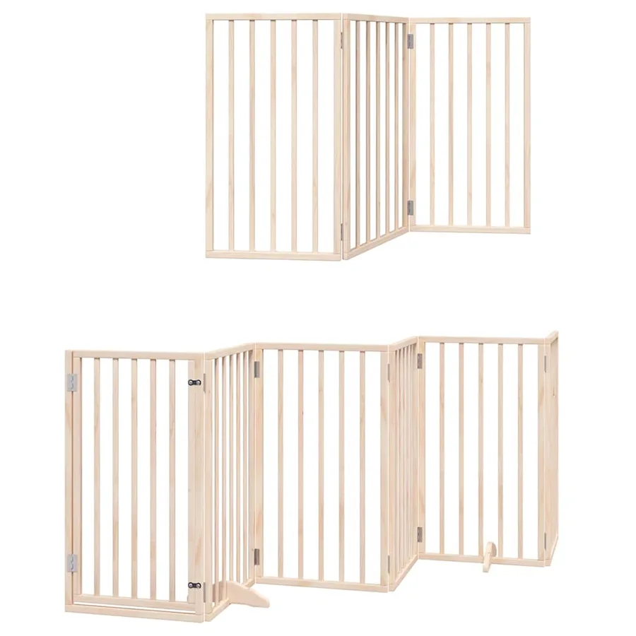 Barrière pour chien porte pliable 12 panneaux bois de peuplier - 3