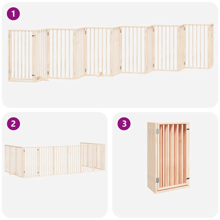 Barrière pour chien porte pliable 12 panneaux bois de peuplier - 6