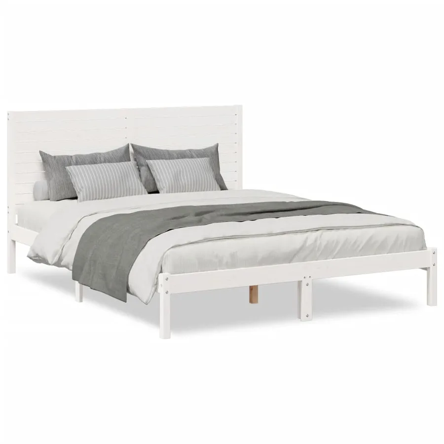 Cadre de lit extra long sans matelas 160x220 cm bois massif - 2